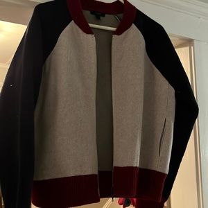 Jcrew wool varsity jacket. Navy/gray/maroon.